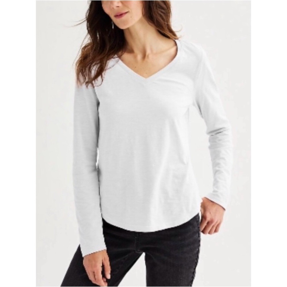 Sonoma T-Shirt White Long Sleeve Top Women's Size XL -NEW